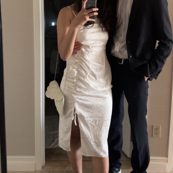 Revolve Ruched Midi Dress in Cloud- Small - Picture 4 of 14